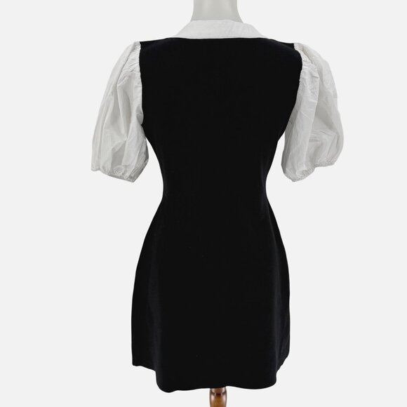 English Factory Black & White Puff Sleeve Bow Tie Dress S - Picture 3 of 6